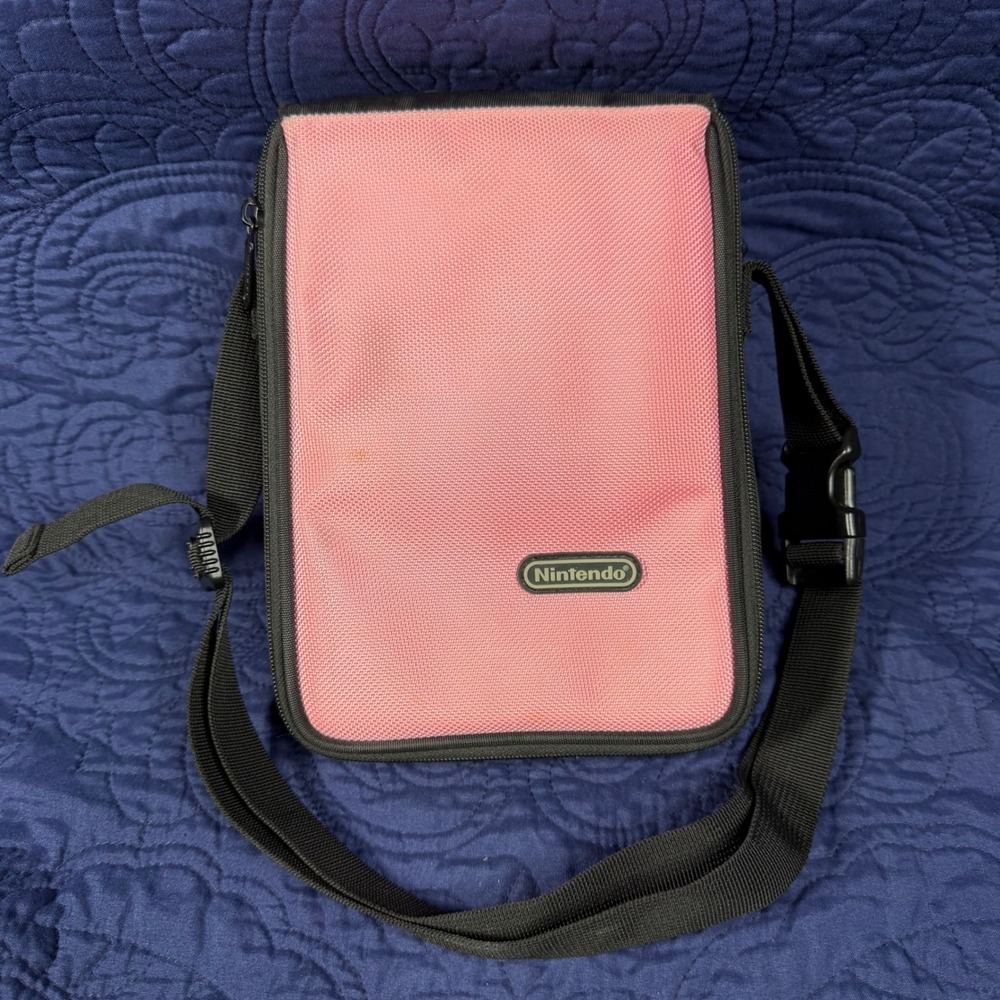 Nintendo Game Boy Advance SP Pink Black Travel Bag Carrying Case Shoulder Strap